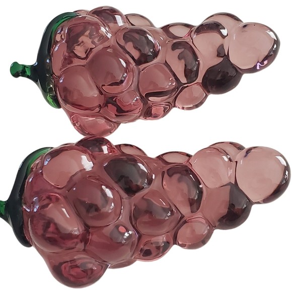 Vintage Blown Glass Grape Bunch Cluster 4.5" lot of 2 - Picture 4 of 8